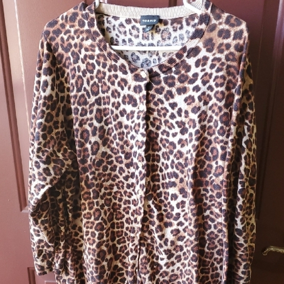 Torrid Beige Leopard Print Cardigan 4X - Picture 4 of 10